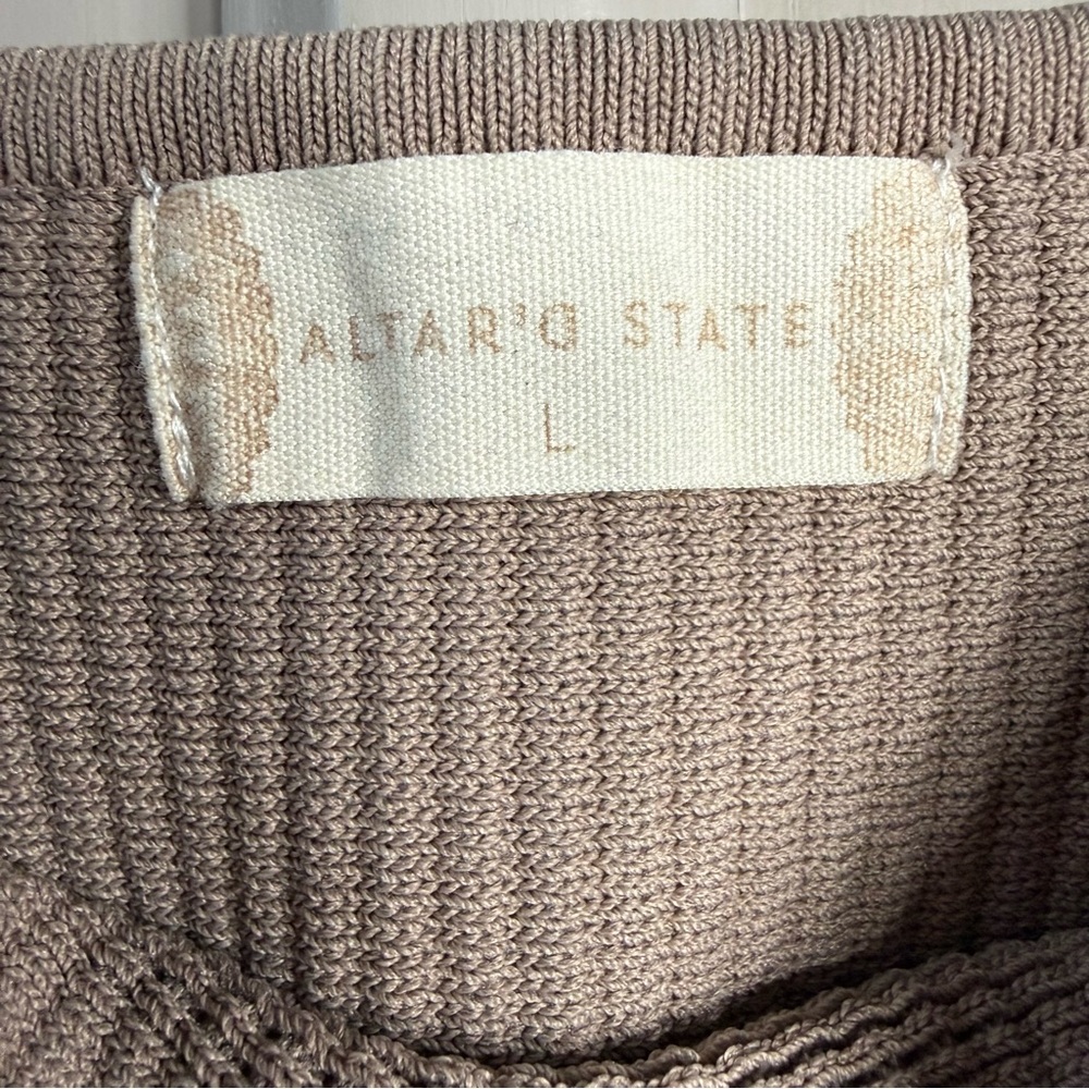 Altar’d State | Taupe Ribbed Square Neck Bodycon Mini Dress Size Large - Picture 7 of 9